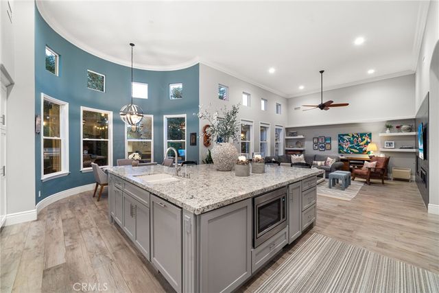a kitchen with lots of counter top space