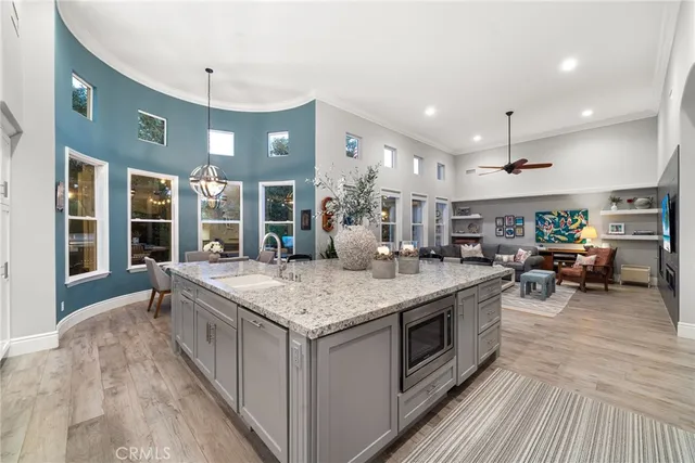 a kitchen with lots of counter top space