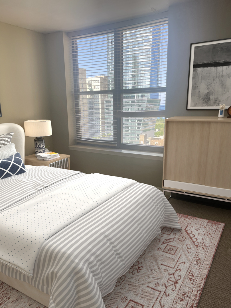 1101 South State Street, Unit 2104 Chicago, IL 60605 - Photo 23 of 37 a bedroom with a bed and a window