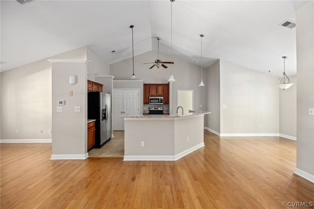 1305 Eastham Road Bumpass, VA 23024 - Photo 17 of 49 Kitchen featuring ceiling fan, light hardwood / wo