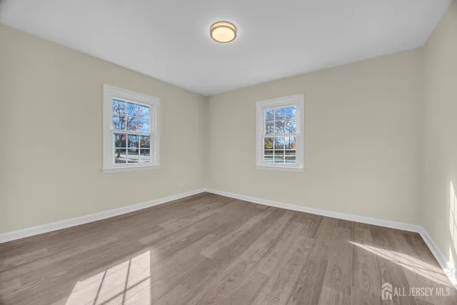 an empty room with a workbench