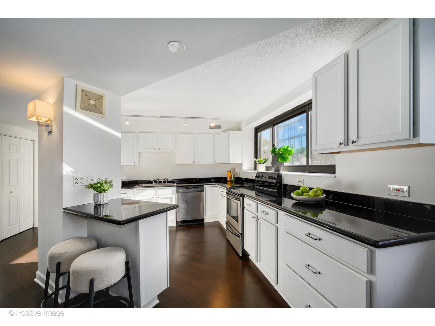 885 West Lill Avenue, Unit 3 Chicago, IL 60614 - Photo 5 of 23 a kitchen with granite countertop a sink cabinets and stainless steel appliances