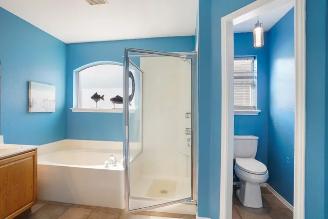 a bathroom with a toilet and a tub