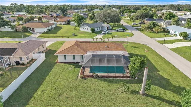 an aerial view of a house