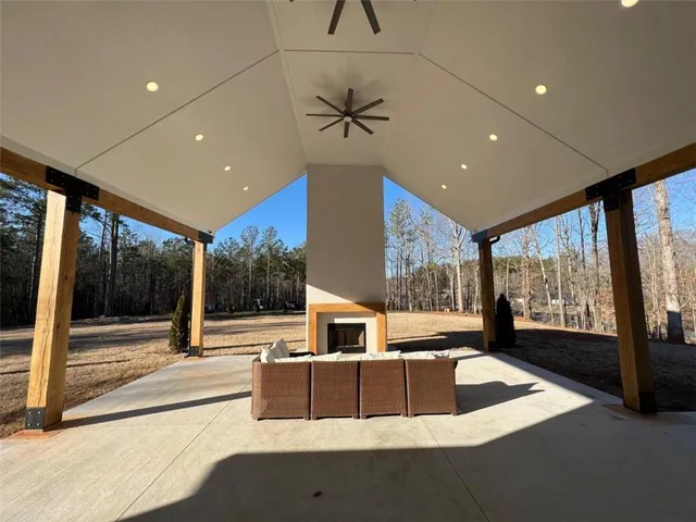 a view of a yard with trees