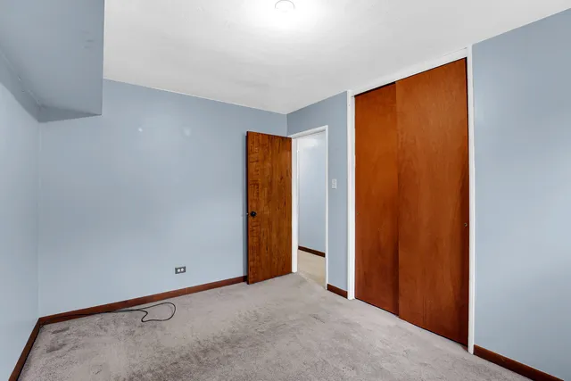 an empty room with a workbench