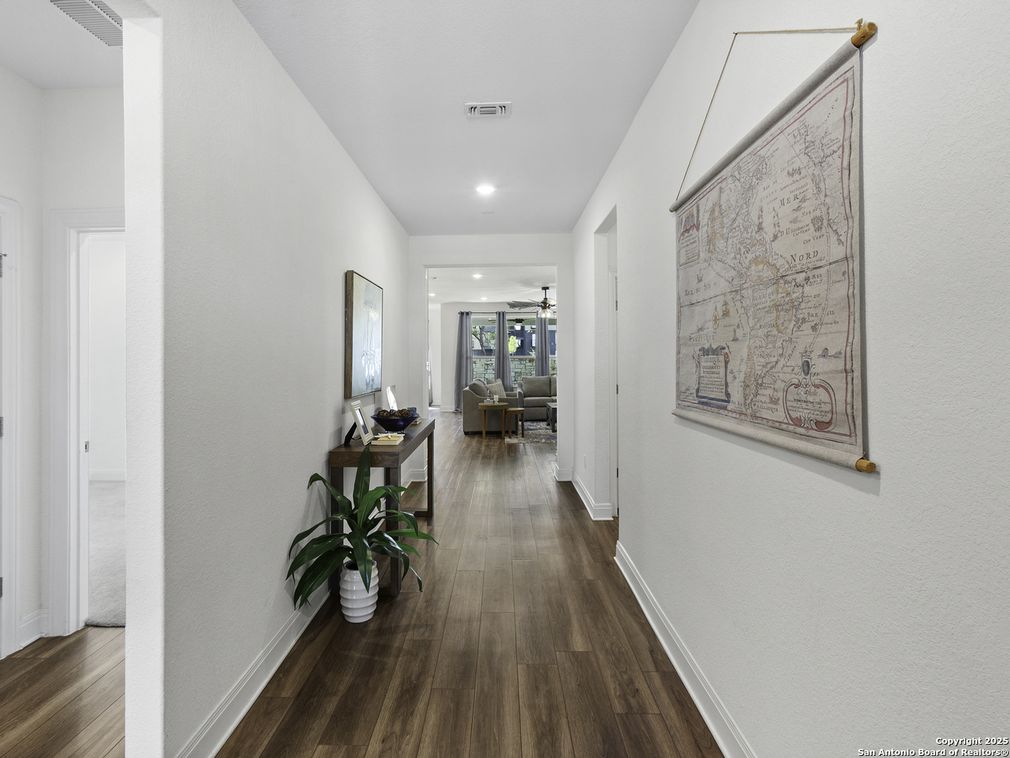 125 Slenderleaf Marble Falls, TX 78654 - Photo 48 of 49 a hallway with wooden floor and a potted plant