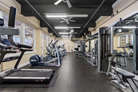 a view of a room with gym equipment