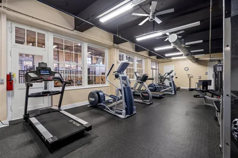 a view of a room with gym equipment