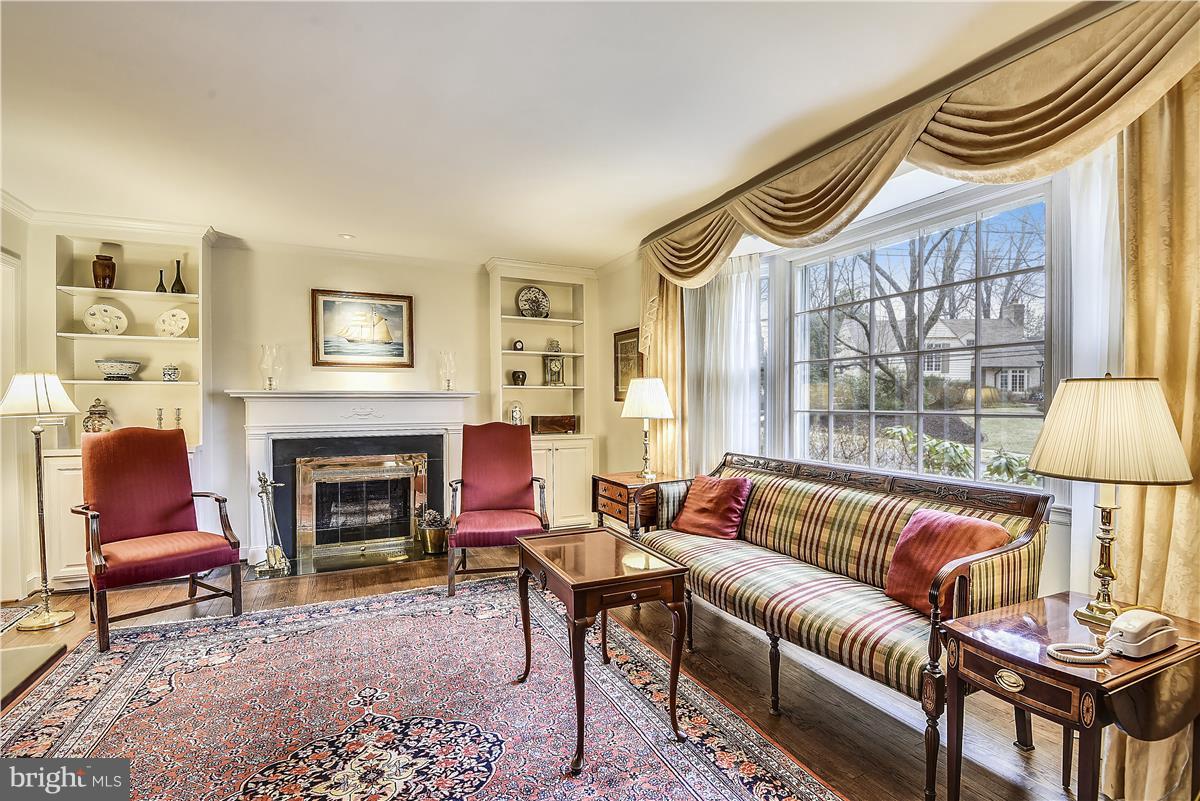 5900 Overlea Road Bethesda, MD 20816 - Photo 4 of 30 Living Room with fireplace & bay window