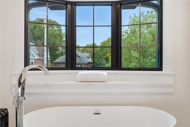 a bathroom with a bathtub