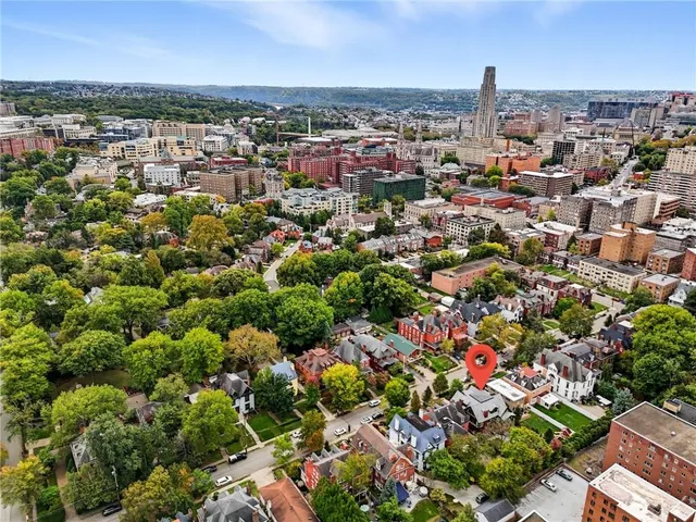 an aerial view of multiple house