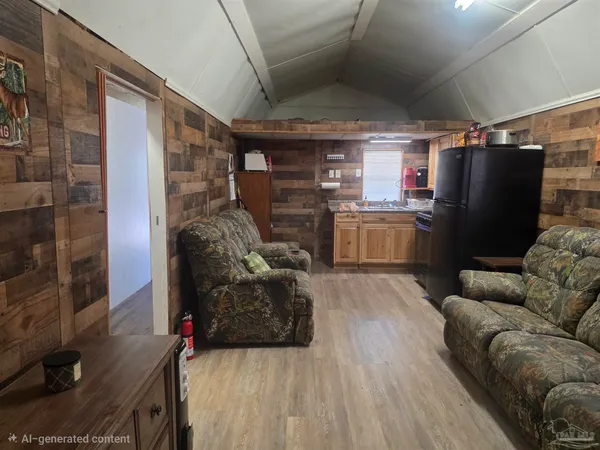 a bedroom with a bed and a mirror