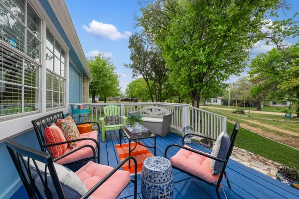 a view of a patio with a chairs
