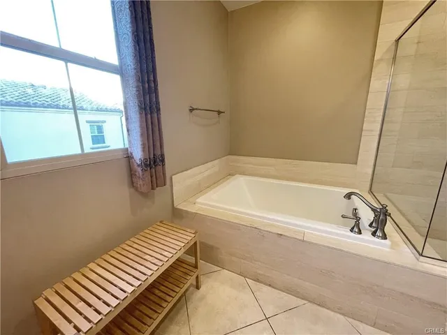 a bathroom with a bathtub
