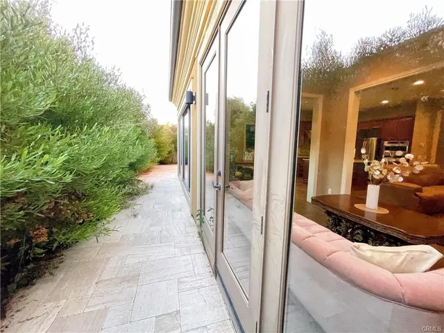 a view of a porch with furniture