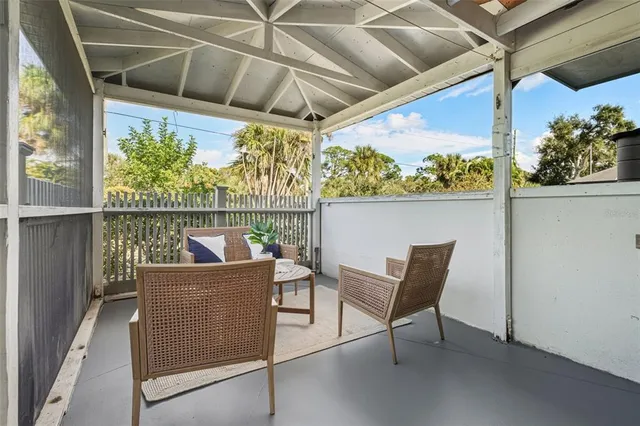 a outdoor space with lots of palm trees