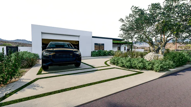 a house view with a outdoor space