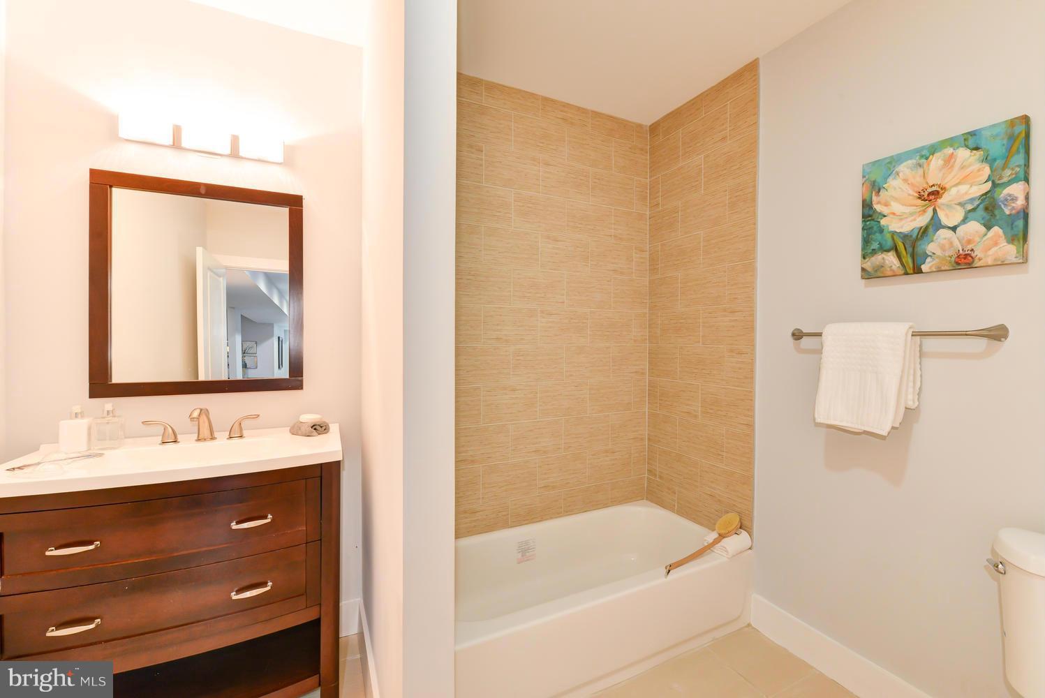 6729 Piney Branch Road Northwest Washington, DC 20012 - Photo 27 of 30 a bathroom with a sink a mirror and a bathtub
