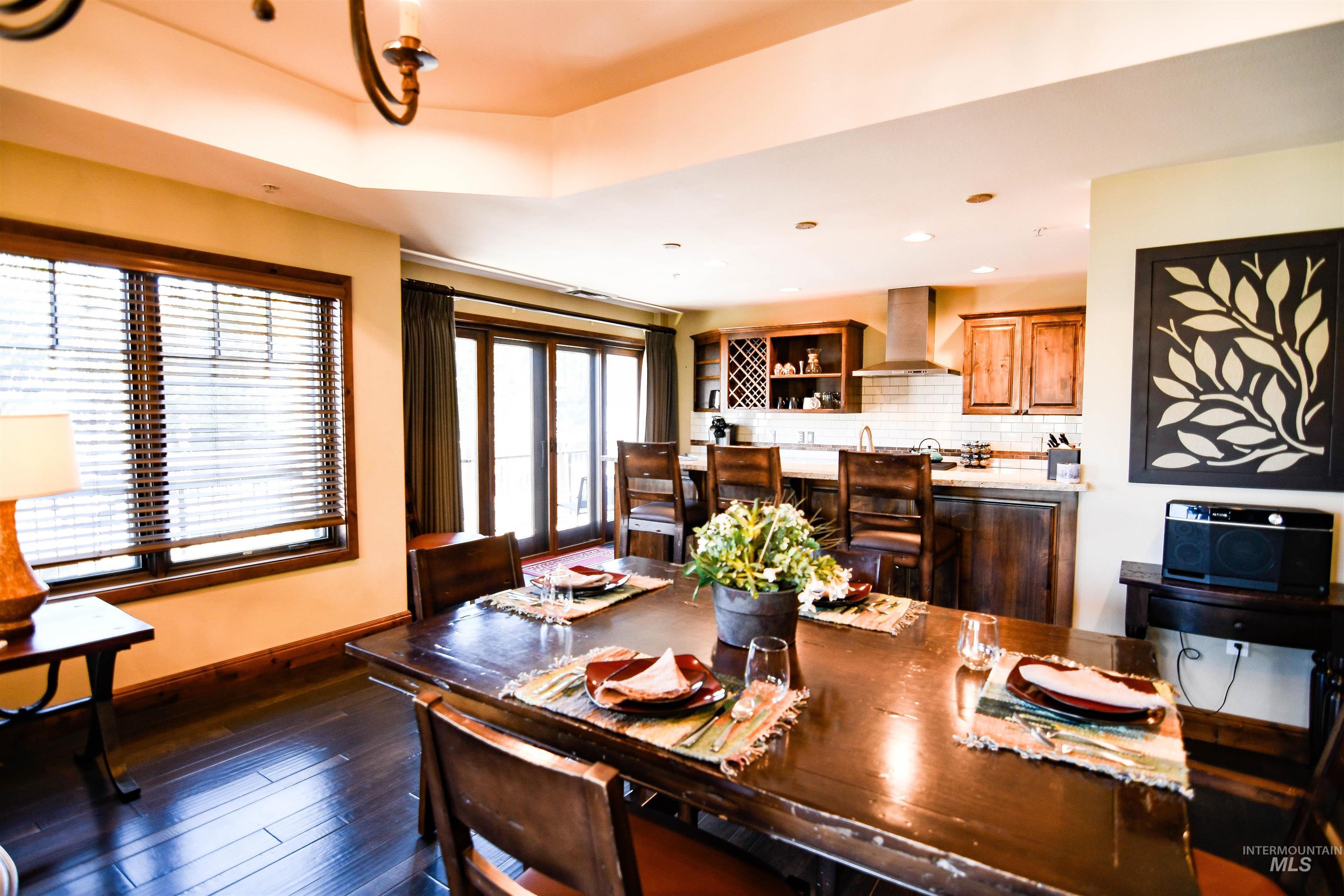 616 North 3rd Street, Unit 215 McCall, ID 83638 - Photo 11 of 36 Dining room featuring dark wood-type flooring and recessed lighting