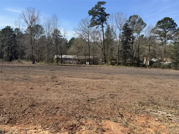 a view of dirt yard with trees