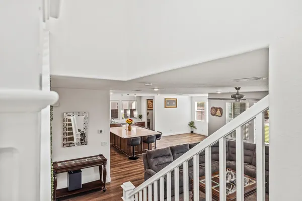 a living room with furniture