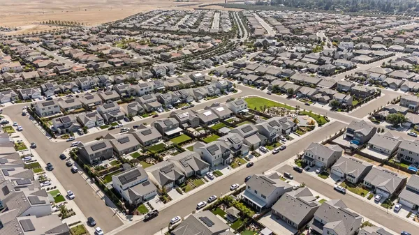 an aerial view of a city