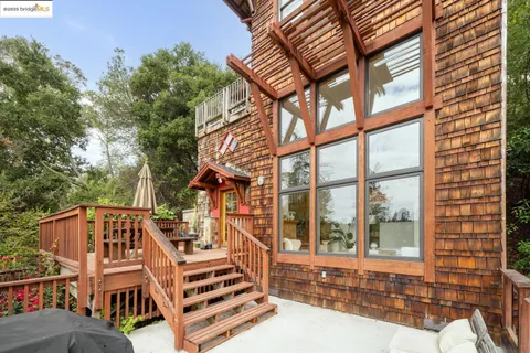 a view of a building from a balcony