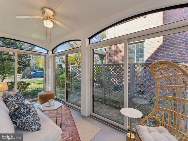 a living room with a large window