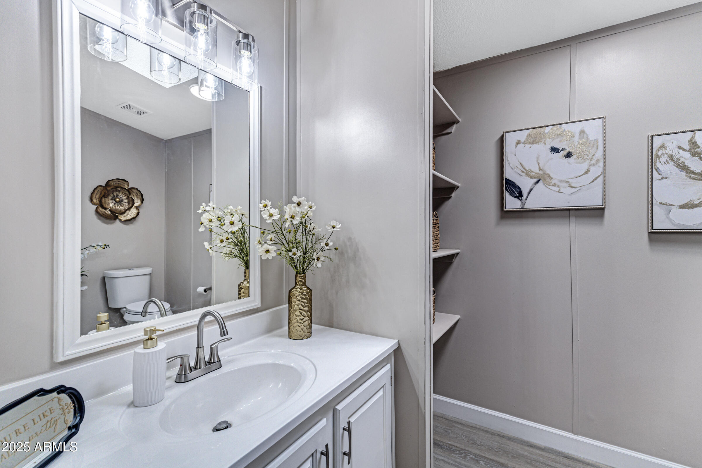834 South Meridian Road, Unit 81 Apache Junction, AZ 85120 - Photo 12 of 22 a bathroom with a sink vanity and a mirror