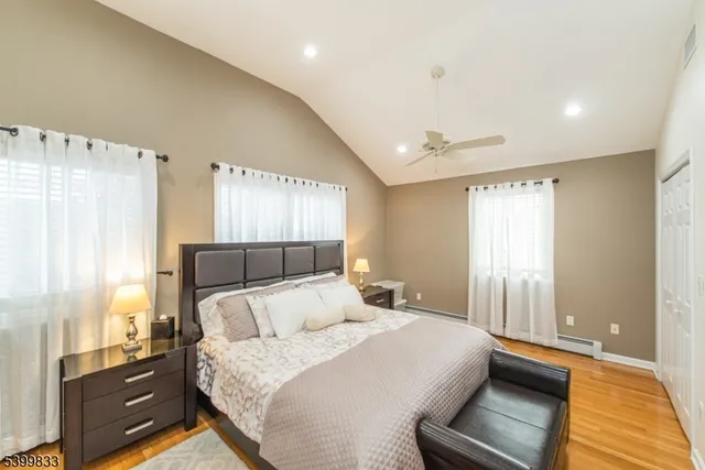 a view of a hallway with a chandelier