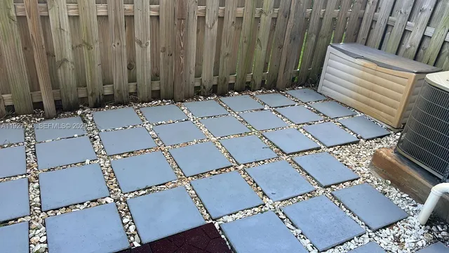 an aerial view of a backyard