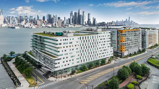 a view of a city with tall buildings