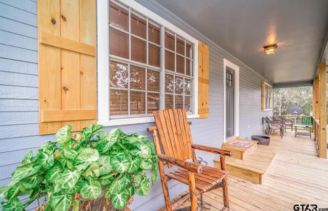 a view of porch with seating space