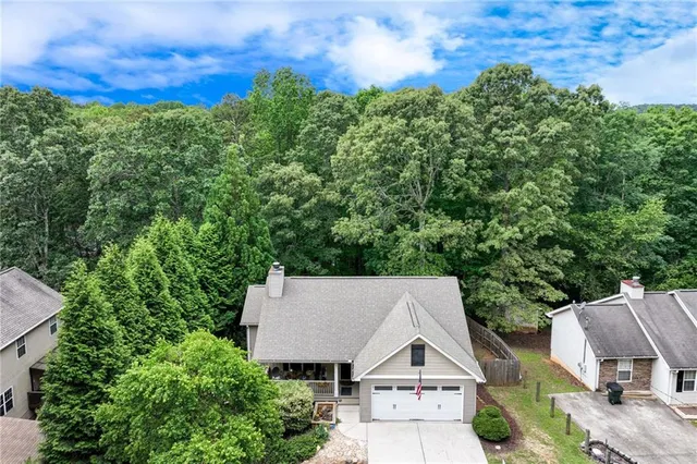 an aerial view of a house