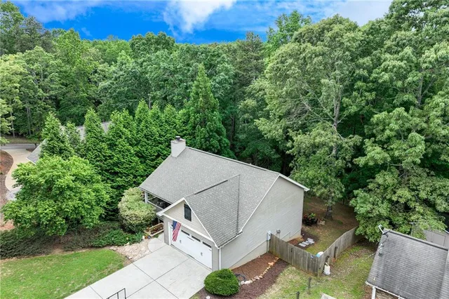 an aerial view of a house