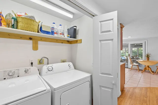 a view of a field with an outdoor space