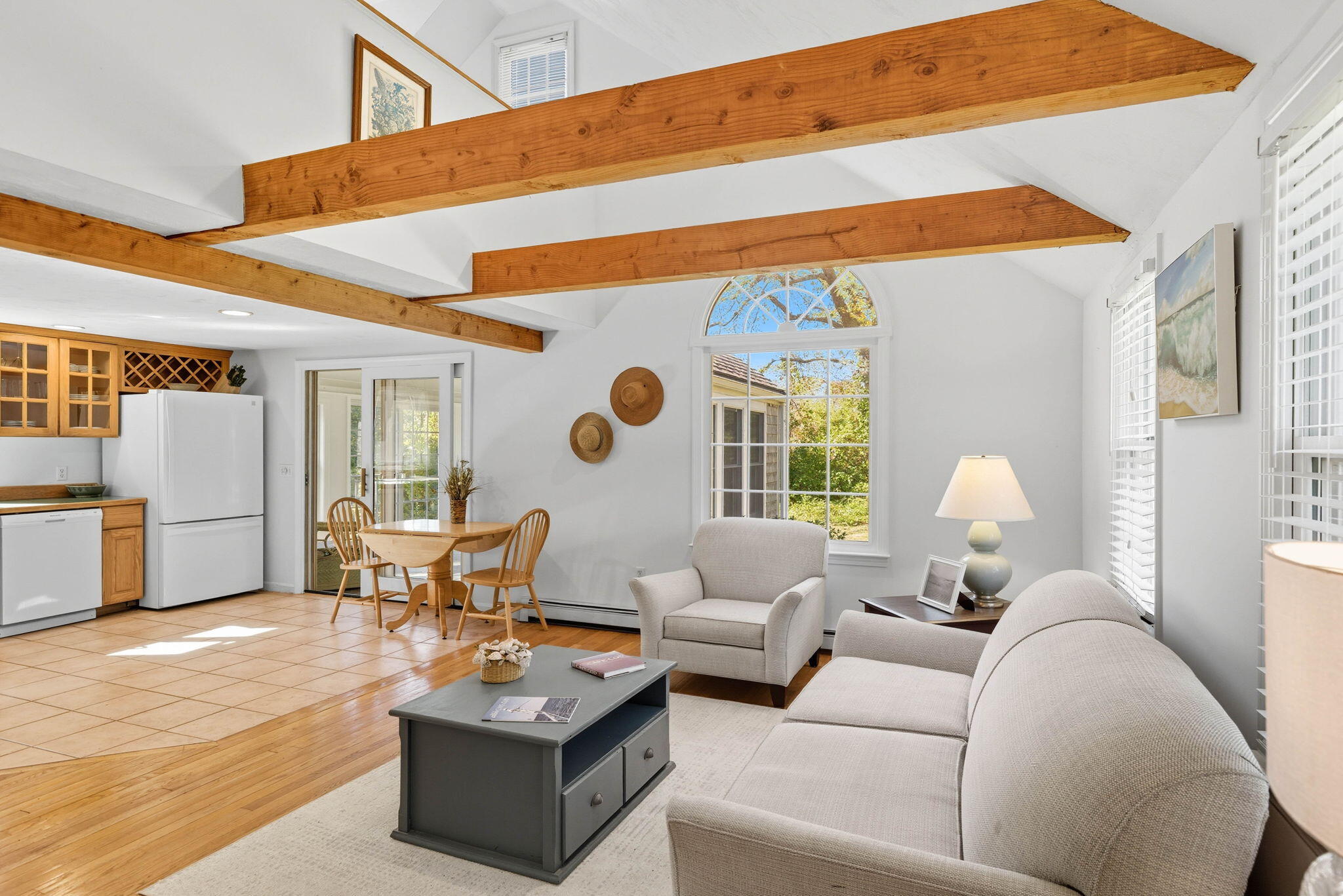 20 Spring Lane Brewster, MA 02631 - Photo 9 of 56 Cathedral ceiling with exposed beams.