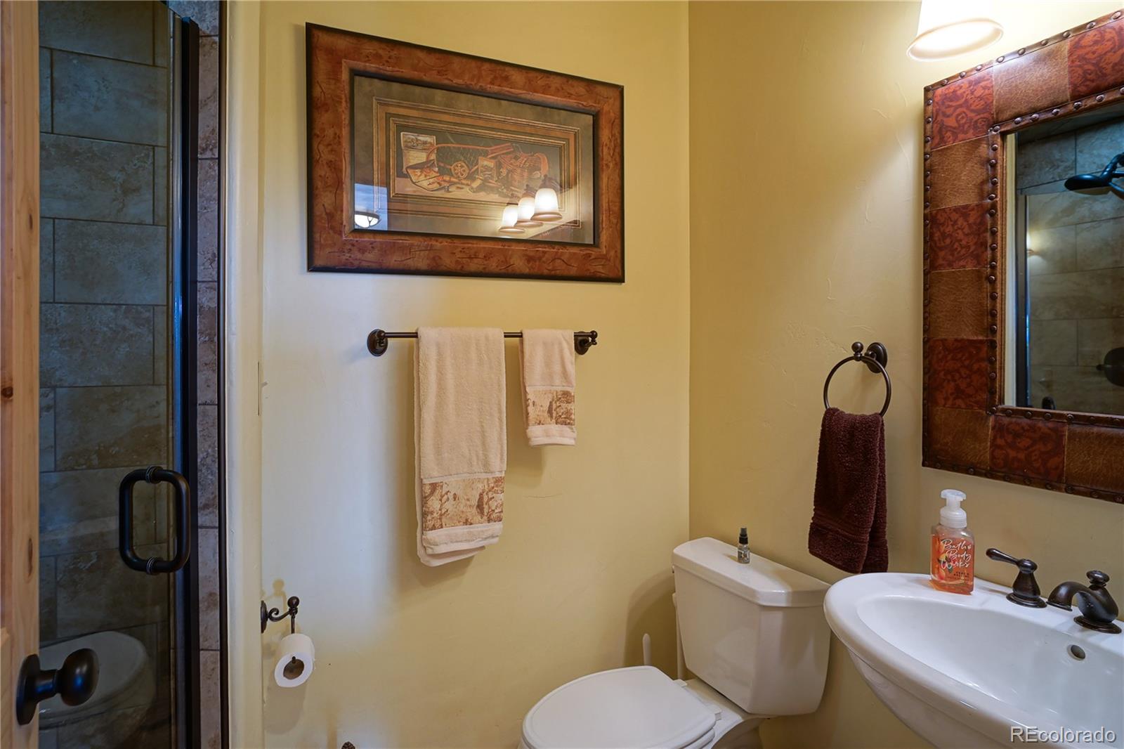810 Mustang Road Rye, CO 81069 - Photo 33 of 50 a bathroom with a toilet sink and mirror