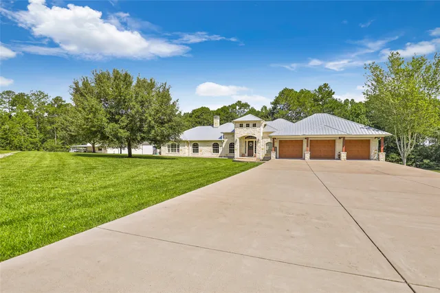 an aerial view of a house