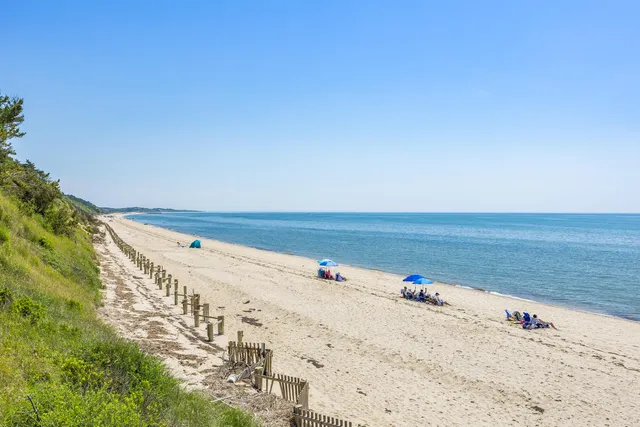 a view of beach and ocean