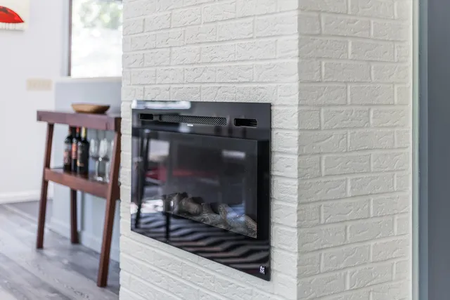 a closeup of a fireplace