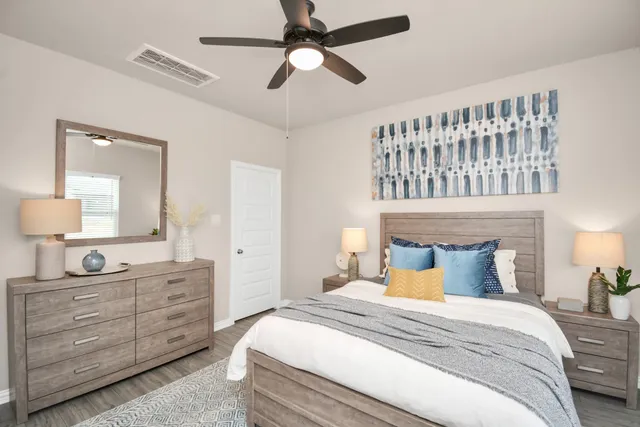 a view of a park with swings