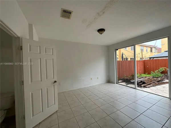 a view of a room with painted walls
