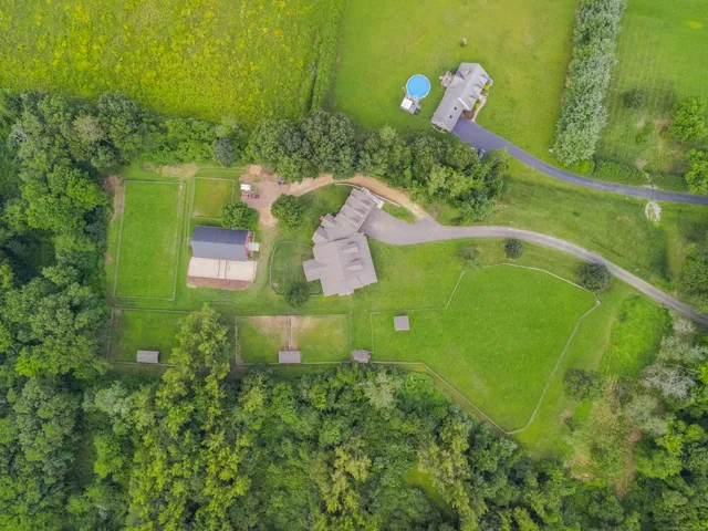 an aerial view of a house
