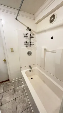a bathroom with a tub and a shower