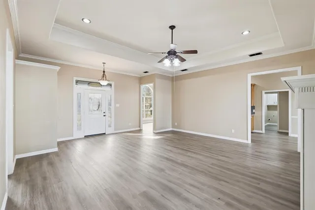 an empty room with windows