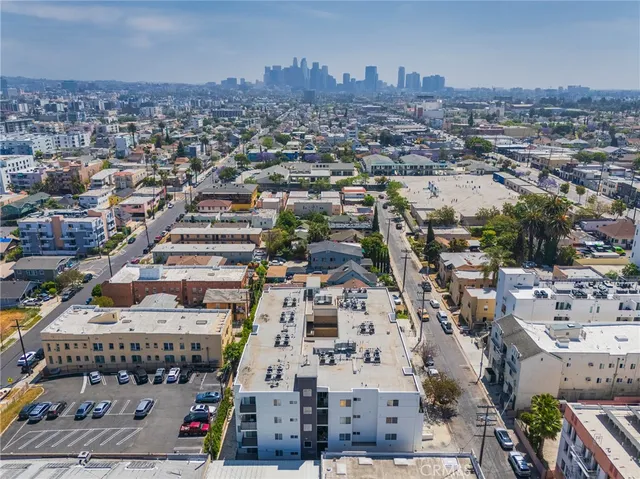an aerial view of a city
