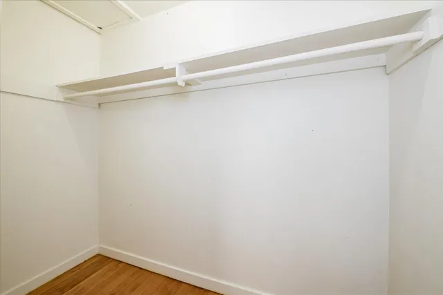 a view of small space with racks on the wall