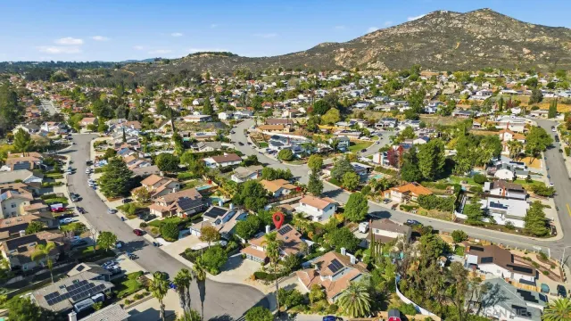 a view of city and mountain